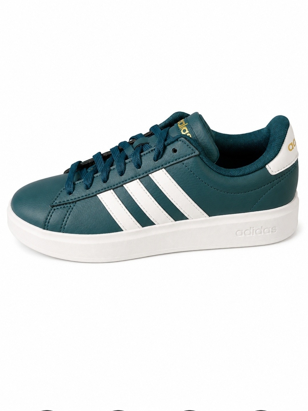 Adidas Teal Leather Sneaker with White Stripes